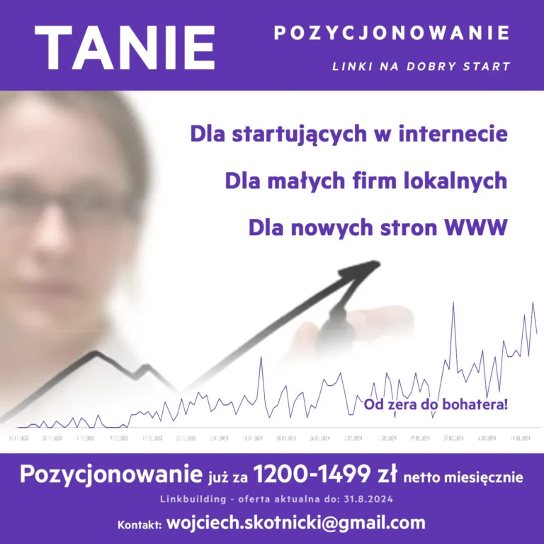 Tanie pozycjonowanie stron – pakiet LNS3 w cenie 1200-1499 zł netto miesięcznie